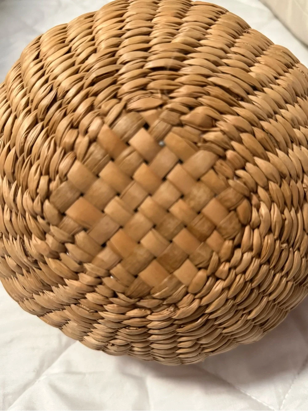 Kate Spade Woven Round Satchel in Tan and Cream with Gold Hardware - like new!